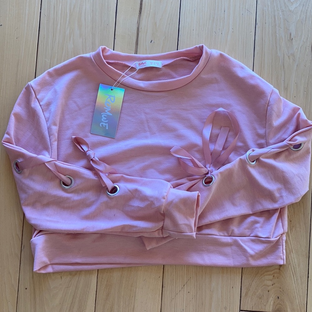 ROMWE pink ribbon shirt